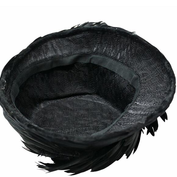 Vintage Black Feather Cloche Hat Cocktail Party Dramatic Elegant Design -Hey Viv - Picture 5 of 7